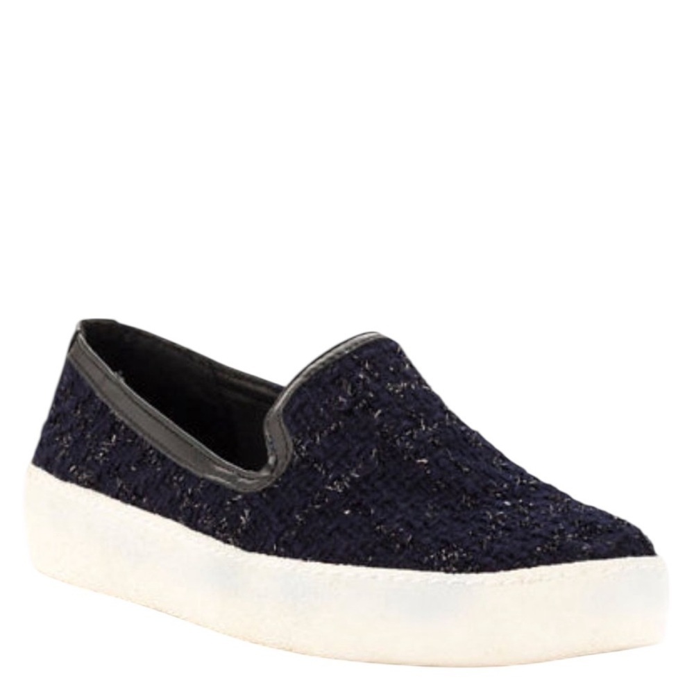 Sam Edelman Becker Navy/Black Boucle Slip-On Sneakers Size 9.5